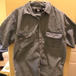 Denim short sleeve button down